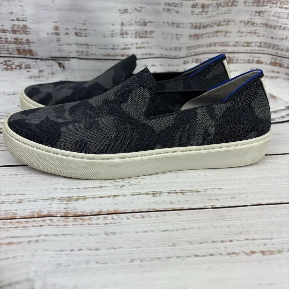 Rothys The Original Slip On Sneaker Womens Size 7 Gray Black Camo Knit‎ Shoes